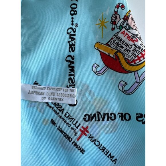 Vtg 80s American Lung Association ALA Christmas Seals SANTA Bandana Scarf Blue - Picture 7 of 9